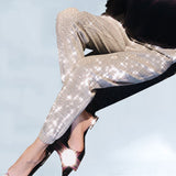 Women Hot Drilling Trousers Plus Sizes Shinny Loose Pants