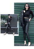 Women High Waist PU Leather Light Matt Thin Thick Leggings