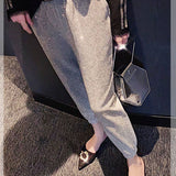 Women Hot Drilling Trousers Plus Sizes Shinny Loose Pants
