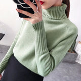 Women Cashmere Turtleneck Long Sleeve Pullover Knitted Sweater