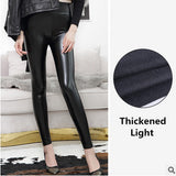 Women High Waist PU Leather Light Matt Thin Thick Leggings