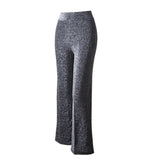 Women Glitter Shiny High Waist Reflective Wide Leg Zipper Long Pants