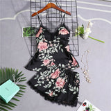 Women's Silk Floral Overall Print Pajama Set Satin Sleepwear