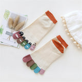 Cute Print Happy Socks Colorful Toe Funny Five Finger Harajuku Cotton