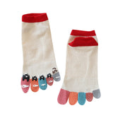 Cute Print Happy Socks Colorful Toe Funny Five Finger Harajuku Cotton