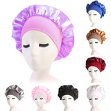 Women 1pc Adjust Solid Satin Bonnet Hair Styling Cap Long Hair Care