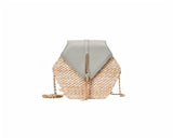 Hexagon Mulit Style Straw Leather Handbag Women Rattan Bag Handmade Woven Bohemia Shoulder Bag