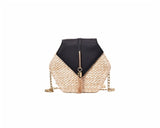 Hexagon Mulit Style Straw Leather Handbag Women Rattan Bag Handmade Woven Bohemia Shoulder Bag