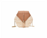 Hexagon Mulit Style Straw Leather Handbag Women Rattan Bag Handmade Woven Bohemia Shoulder Bag