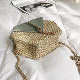 Hexagon Mulit Style Straw Leather Handbag Women Rattan Bag Handmade Woven Bohemia Shoulder Bag