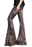 Women's Sequin Trousers Wide Leg High Waist Flared Long Pants