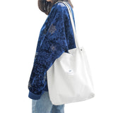 High Capacity Women Corduroy Tote Shoulder Foldable Reusable Shopping Bag