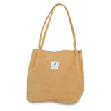 High Capacity Women Corduroy Tote Shoulder Foldable Reusable Shopping Bag
