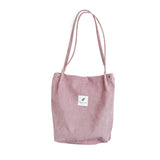 High Capacity Women Corduroy Tote Shoulder Foldable Reusable Shopping Bag