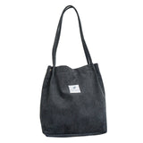 High Capacity Women Corduroy Tote Shoulder Foldable Reusable Shopping Bag
