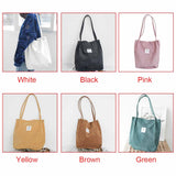 High Capacity Women Corduroy Tote Shoulder Foldable Reusable Shopping Bag
