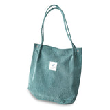 High Capacity Women Corduroy Tote Shoulder Foldable Reusable Shopping Bag
