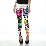 Women Fashion Colorful Comic Doodles Printed Leggings