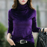 Pliktea Women's Thick Warm Velvet Top Turtleneck Pullovers Long Sleeve Sweater
