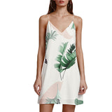 Women's Glamorous Mini Beach Palm Leaf Print Sleeveless Dress