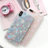 USLION Glitter Phone Case For iPhone 7 8 Plus Dream Shell Pattern TPU Silicone Cover