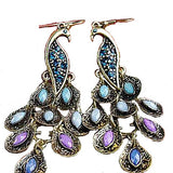 Women's Cubic Zirconia Drop Earrings Dangle Hanging Marquise Cut Peacock Statement Vintage Bohemian