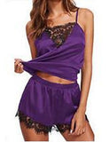 Women's Lace Satin & Silk Suits Nightwear Solid Colors Square Neck