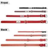 Durable Personalized PU Leather Padded Pet ID Collar Customized Small Medium Large