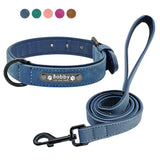 Custom Leather Personalized Pet Tag Collar Leash Lead Small Medium Large Dogs