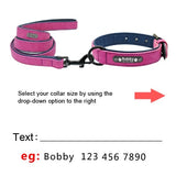 Custom Leather Personalized Pet Tag Collar Leash Lead Small Medium Large Dogs
