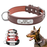 Durable Personalized PU Leather Padded Pet ID Collar Customized Small Medium Large