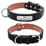 Durable Personalized PU Leather Padded Pet ID Collar Customized Small Medium Large