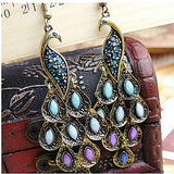Women's Cubic Zirconia Drop Earrings Dangle Hanging Marquise Cut Peacock Statement Vintage Bohemian