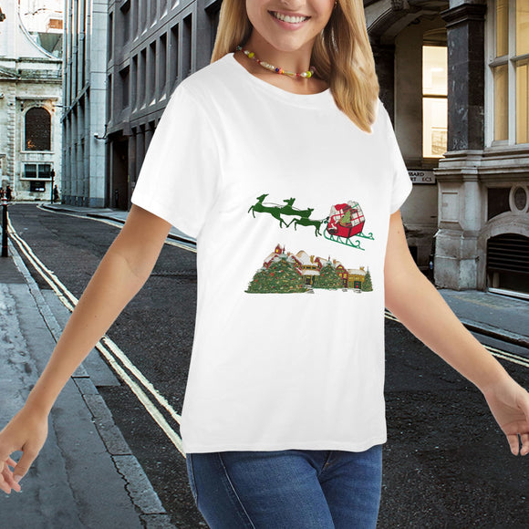 Santa Reindeers Women's T-Shirt Made in USA