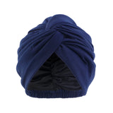 Women Double Layer Satin Lining Stretch Cross Ruffle Hat