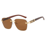 Wooden Leopard Decorative New Retro Frameless Sunglasses