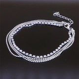 Women Multi Layer Silver Crystal Ball Ankle Foot Chain Bracelet