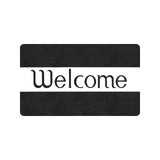 Black White Stripes Welcome Doormat 30"x18"(Rubber)(Made In USA)