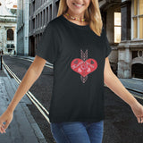 Arrow Through Love Hearts Women's T-Shirt Made in USA