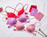 Women Floral Front Buckle Seamless Cross Back Push Up Bras