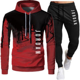 Men's Hooded Sweatshirt Drawstring Sportswear Two Piece Outfit Set