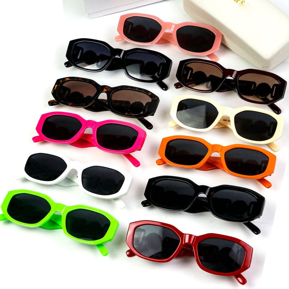 head diamond goggles Retro Diamond Shaped Metal Large Head Personalized Sunglasses C7-Red/Grey
