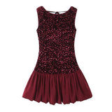 Women's Round Neck Sleeveless Sequined Patchwork Vest Dress