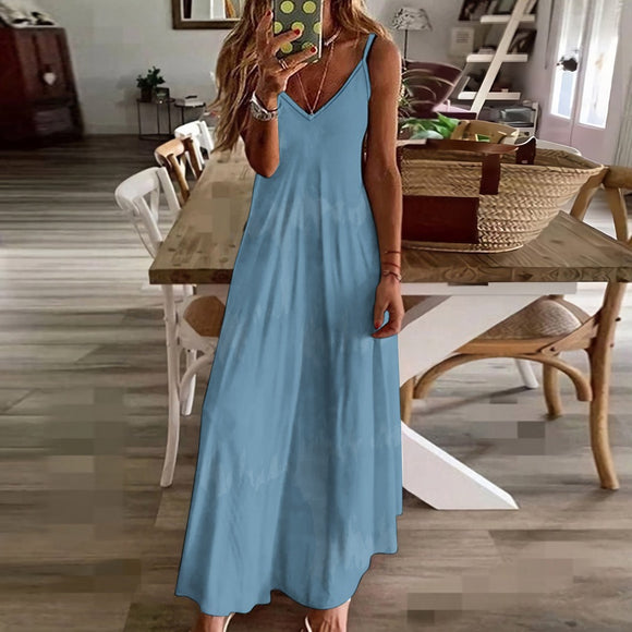 Airforce Blue Horizon Sling Ankle Long Dress