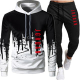 Men's Hooded Sweatshirt Drawstring Sportswear Two Piece Outfit Set