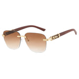 Wooden Leopard Decorative New Retro Frameless Sunglasses