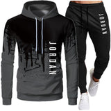 Men's Hooded Sweatshirt Drawstring Sportswear Two Piece Outfit Set