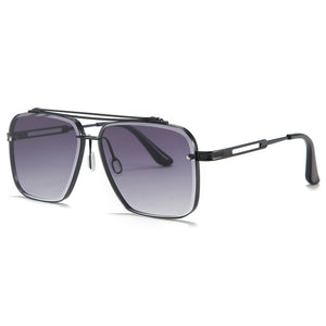 Mens Full Frame Double Beam Cut Edge Metallic Sunglasses