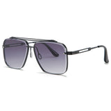 Mens Full Frame Double Beam Cut Edge Metallic Sunglasses