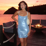 Women's Sequined Style Short Fitted Strapless Dress